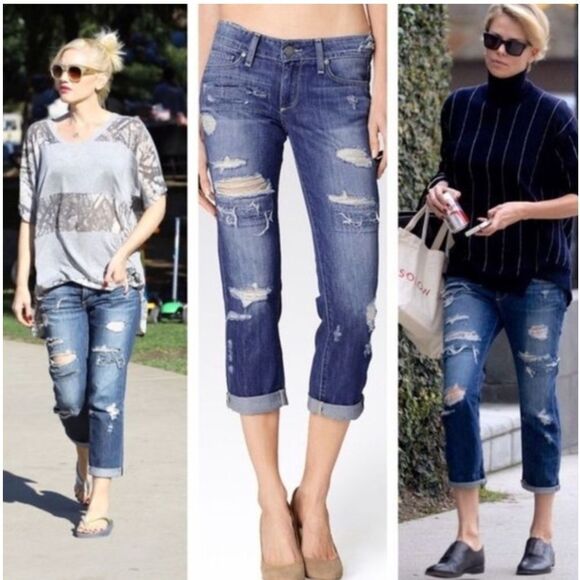 Paige Sz 32 JAMES CROP Willa JEANS super distressed / destroyed - Picture 15 of 16